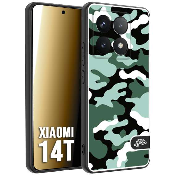 CUSTOMIZZA - Custodia cover nera morbida in tpu compatibile per Xiaomi 14T camouflage mimetico militare verde green