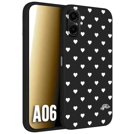 CUSTOMIZZA - Custodia cover nera morbida in tpu compatibile per Samsung A06 cuori pois bianchi donna pin up vintage
