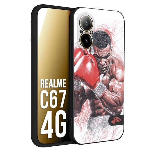 CUSTOMIZZA - Custodia cover nera morbida in tpu compatibile per Realme C67 4G pugilato pugili disegno tattoo guantoni boxer pesi massimi iron mike