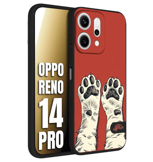 CUSTOMIZZA - Custodia cover nera morbida in tpu compatibile per Oppo Reno 14 PRO zampe di gatto cat paws rossa red disegnata fumetto cartoon