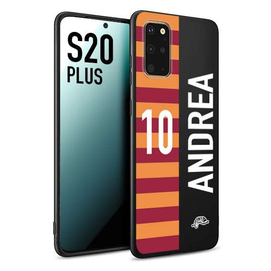 CUSTOMIZZA - Custodia cover nera morbida in tpu compatibile per Samsung S20 PLUS personalizzata calcio football nome e numero calciatori giallo rossi