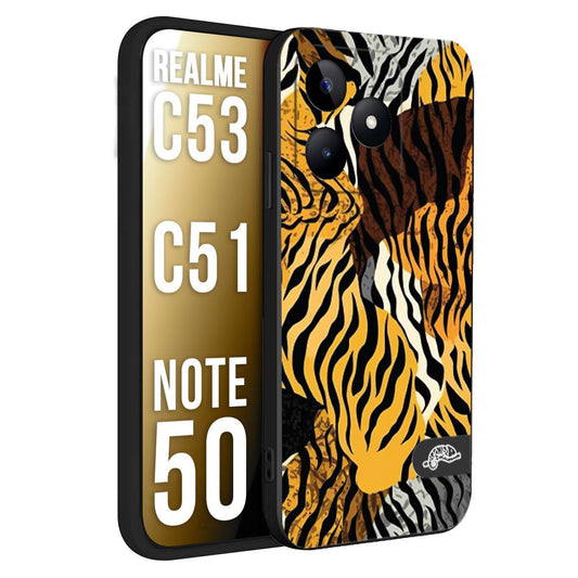 CUSTOMIZZA - Custodia cover nera morbida in tpu compatibile per Oppo Realme C53 - C51 - NOTE 50 leopardato tigrato tiger colorata donna fashion estate