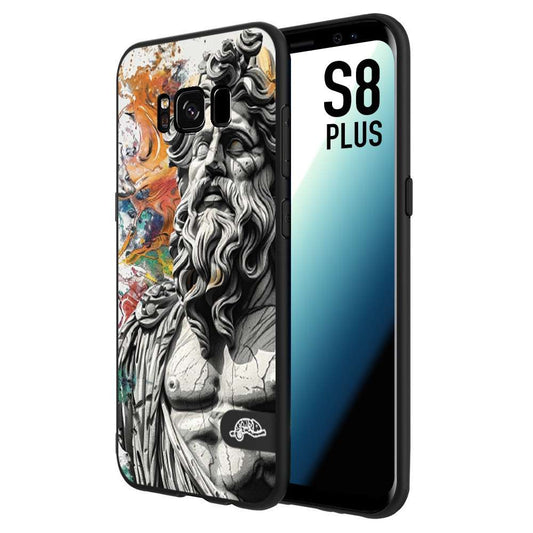 CUSTOMIZZA - Custodia cover nera morbida in tpu compatibile per Samsung S8 PLUS statua colorata moderna antico tattoo splash color