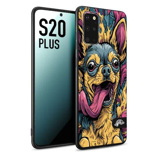 CUSTOMIZZA - Custodia cover nera morbida in tpu compatibile per Samsung S20 PLUS Chihuahua illustrazione cane pop art cane street art cartone animato