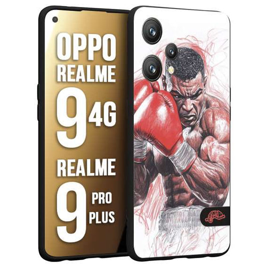 CUSTOMIZZA - Custodia cover nera morbida in tpu compatibile per Realme 9 4G - 9 PRO PLUS pugilato pugili disegno tattoo guantoni boxer pesi massimi iron mike