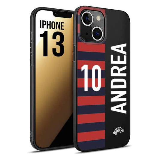 CUSTOMIZZA - Custodia cover nera morbida in tpu compatibile per iPhone 13 personalizzata calcio football nome e numero calciatori rossoblu