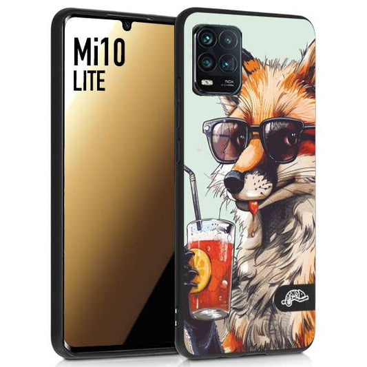 CUSTOMIZZA - Custodia cover nera morbida in tpu compatibile per Xiaomi Mi 10 LITE estate disegnata cocktails animali simpatici fox volpe negroni