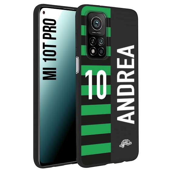 CUSTOMIZZA - Custodia cover nera morbida in tpu compatibile per Xiaomi Mi 10T PRO personalizzata calcio football nome e numero calciatori neroverde