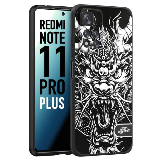 CUSTOMIZZA - Custodia cover nera morbida in tpu compatibile per Xiaomi Redmi Note 12S drago black and white bianco a rilievo disegnato tattoo tatuaggio
