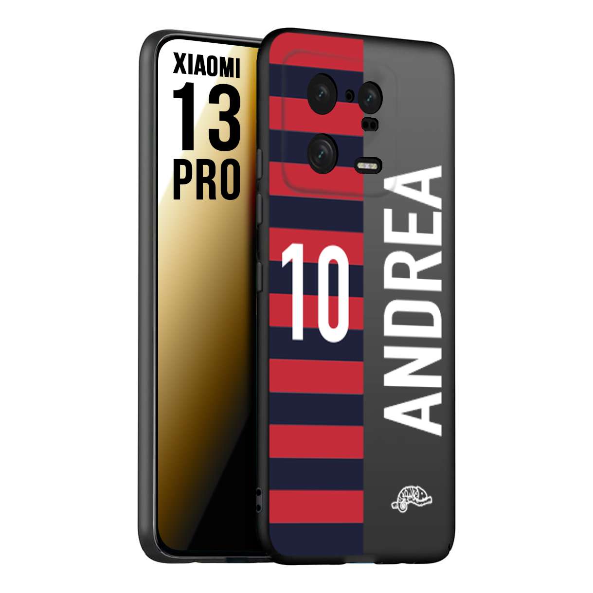 CUSTOMIZZA - Custodia cover nera morbida in tpu compatibile per Xiaomi 13 PRO personalizzata calcio football nome e numero calciatori rossoblu