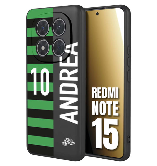 CUSTOMIZZA - Custodia cover nera morbida in tpu compatibile per Xiaomi Redmi Note 15 personalizzata calcio football nome e numero calciatori neroverde
