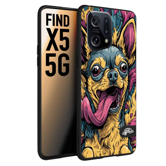 CUSTOMIZZA - Custodia cover nera morbida in tpu compatibile per Oppo Find X5 Chihuahua illustrazione cane pop art cane street art cartone animato