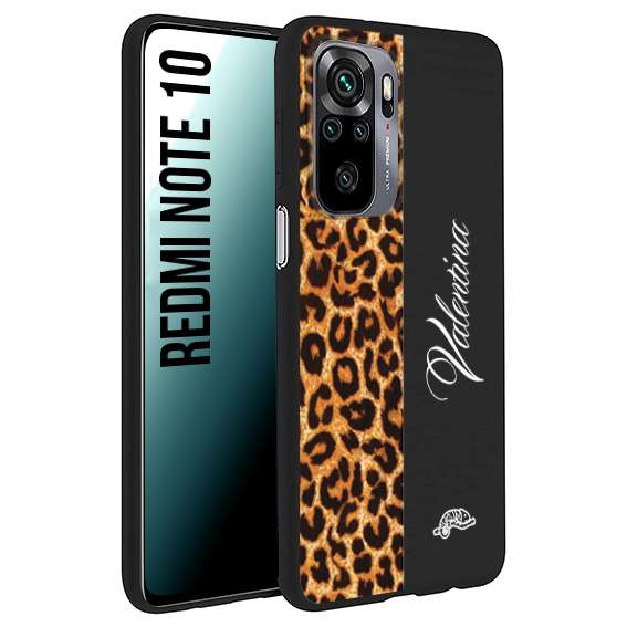 CUSTOMIZZA - Custodia cover nera morbida in tpu compatibile per Xiaomi Redmi Note 10 custom nome scritta leopardato maculato donna marrone leopard