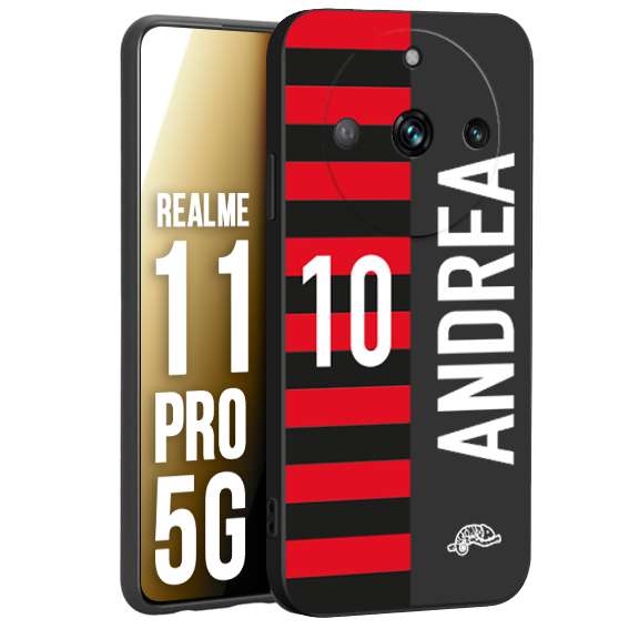 CUSTOMIZZA - Custodia cover nera morbida in tpu compatibile per Oppo Realme 11 PRO 5G personalizzata calcio football nome e numero calciatori rossonera