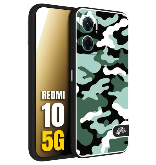 CUSTOMIZZA - Custodia cover nera morbida in tpu compatibile per Xiaomi Redmi 10 5G camouflage mimetico militare verde green