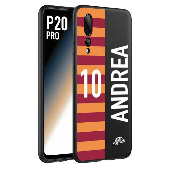 CUSTOMIZZA - Custodia cover nera morbida in tpu compatibile per Huawei P20 PRO personalizzata calcio football nome e numero calciatori giallo rossi