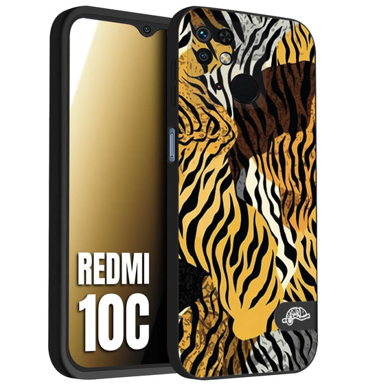 CUSTOMIZZA - Custodia cover nera morbida in tpu compatibile per Xiaomi Redmi 10C leopardato tigrato tiger colorata donna fashion estate
