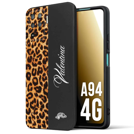 CUSTOMIZZA - Custodia cover nera morbida in tpu compatibile per Oppo A94 4G custom nome scritta leopardato maculato donna marrone leopard