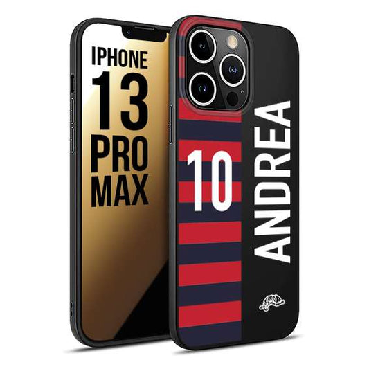 CUSTOMIZZA - Custodia cover nera morbida in tpu compatibile per iPhone 13 PRO MAX personalizzata calcio football nome e numero calciatori rossoblu