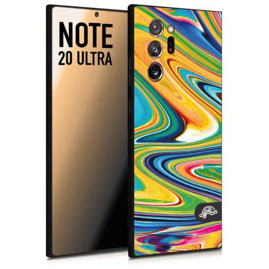 CUSTOMIZZA - Custodia cover nera morbida in tpu compatibile per Samsung NOTE 20 ULTRA colorata fantasia vortice marmo arcobaleno gialla verde blu