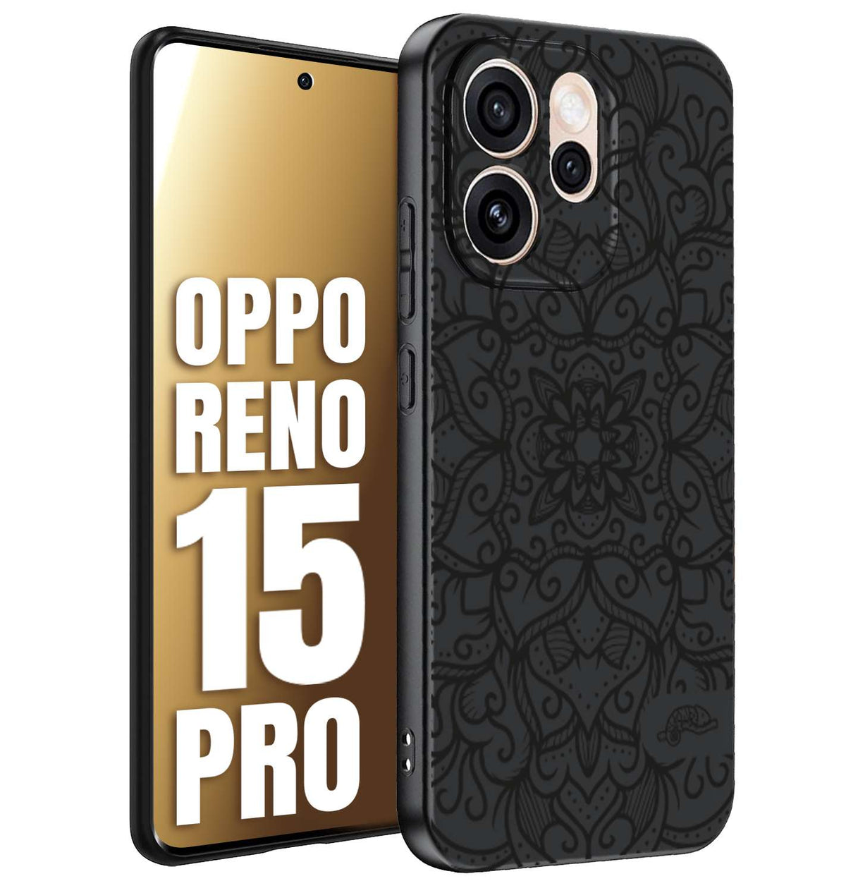 CUSTOMIZZA - Custodia cover nera morbida in tpu compatibile per Oppo Reno 15 PRO mandala nero fiore vedo non vedo donna