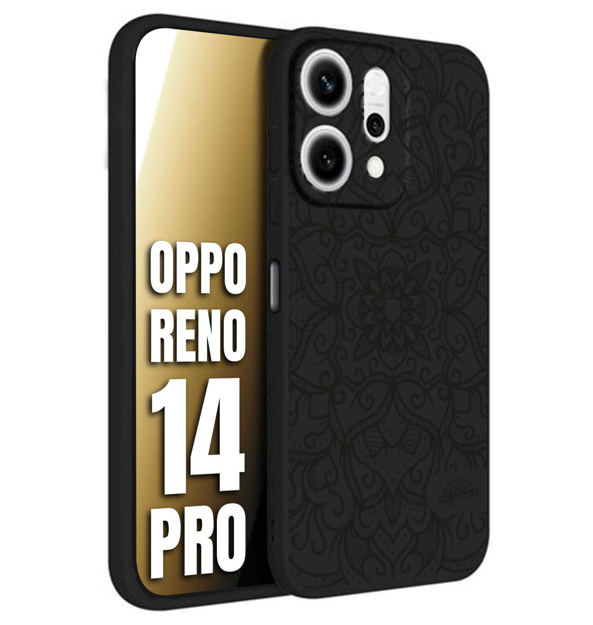CUSTOMIZZA - Custodia cover nera morbida in tpu compatibile per Oppo Reno 14 PRO mandala nero fiore vedo non vedo donna