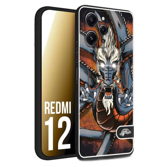 CUSTOMIZZA - Custodia cover nera morbida in tpu compatibile per Xiaomi Redmi 12 drago giapponese tattoo japan dragon