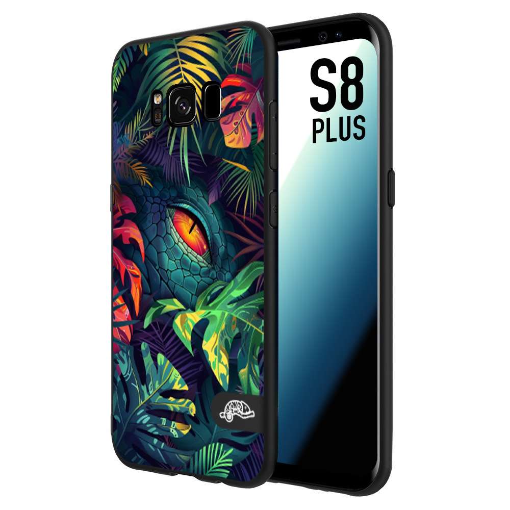 CUSTOMIZZA - Custodia cover nera morbida in tpu compatibile per Samsung S8 PLUS animali color giungla tropicale occhio di coccodrillo alligatore disegnato