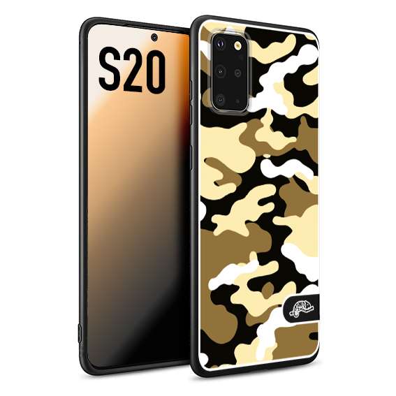 CUSTOMIZZA - Custodia cover nera morbida in tpu compatibile per Samsung S20 camouflage mimetico militare giallo desert brown