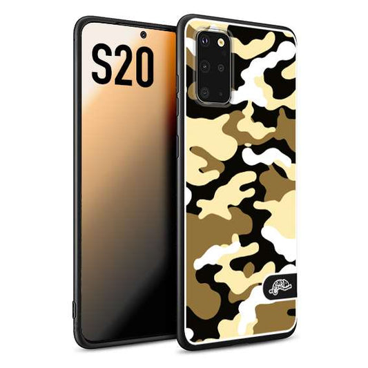 CUSTOMIZZA - Custodia cover nera morbida in tpu compatibile per Samsung S20 camouflage mimetico militare giallo desert brown