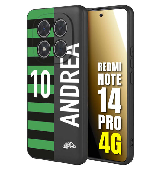 CUSTOMIZZA - Custodia cover nera morbida in tpu compatibile per Xiaomi Redmi Note 14 PRO 4G personalizzata calcio football nome e numero calciatori neroverde