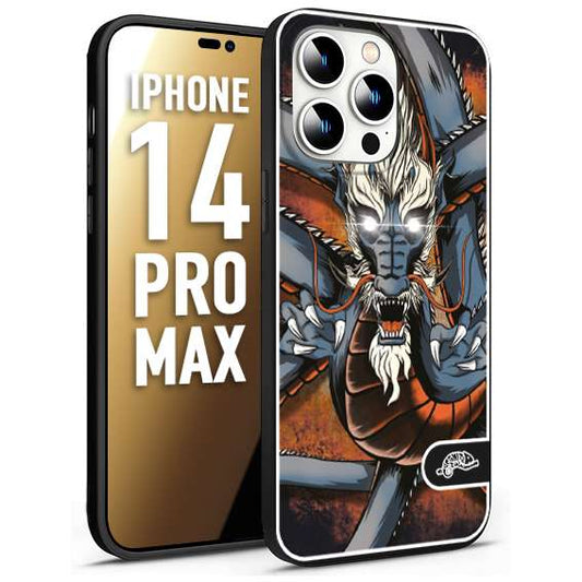 CUSTOMIZZA - Custodia cover nera morbida in tpu compatibile per iPhone 14 PRO MAX drago giapponese tattoo japan dragon