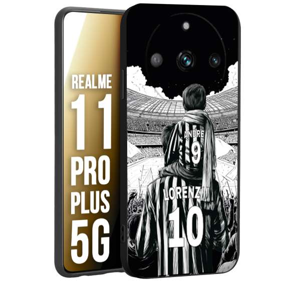 CUSTOMIZZA - Custodia cover nera morbida in tpu compatibile per Realme 11 PRO PLUS 5G personalizzata calcio football nome e numero calciatori bianconeri bianca e nera