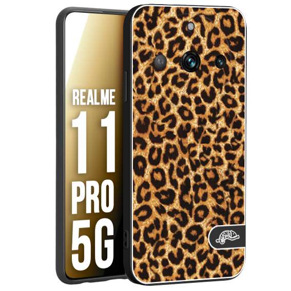 CUSTOMIZZA - Custodia cover nera morbida in tpu compatibile per Realme 11 PRO 5G leopardato maculato donna marrone leopard brown