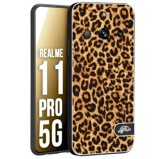 CUSTOMIZZA - Custodia cover nera morbida in tpu compatibile per Realme 11 PRO 5G leopardato maculato donna marrone leopard brown