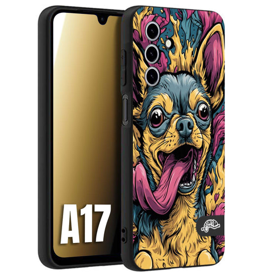 CUSTOMIZZA - Custodia cover nera morbida in tpu compatibile per Samsung A17 Chihuahua illustrazione cane pop art cane street art cartone animato