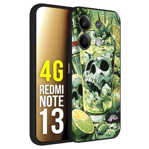 CUSTOMIZZA - Custodia cover nera morbida in tpu compatibile per Xiaomi Redmi Note 13 4G Mojito cocktail teschio illustrazione drink lime menta ghiacci tropicale street art