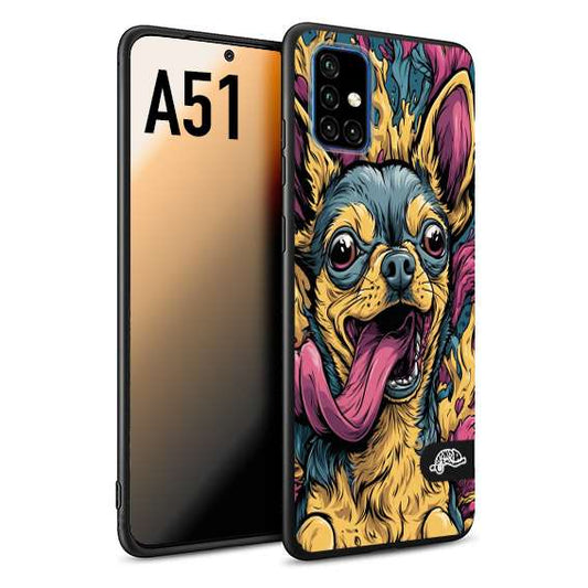 CUSTOMIZZA - Custodia cover nera morbida in tpu compatibile per Samsung A51 Chihuahua illustrazione cane pop art cane street art cartone animato