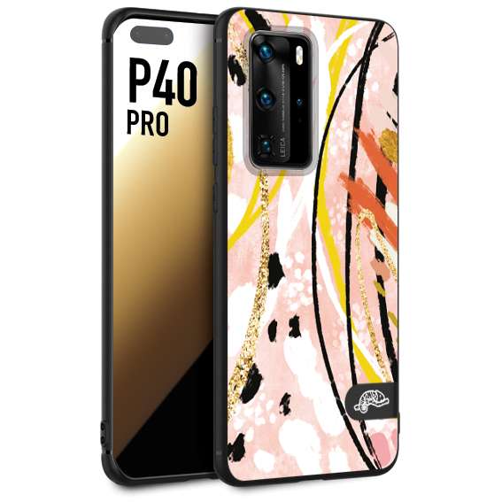 CUSTOMIZZA - Custodia cover nera morbida in tpu compatibile per Huawei P40 PRO fiori astratti donna zebrato leopardato fantasia dorata gialla rosa colorata