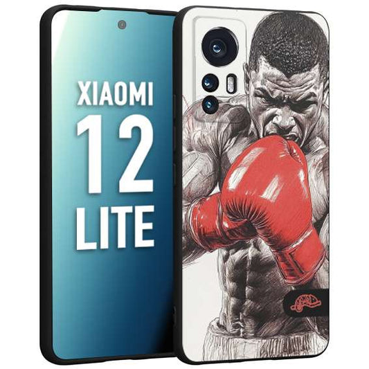 CUSTOMIZZA - Custodia cover nera morbida in tpu compatibile per Xiaomi 12 LITE pugilato pugili disegno tattoo guantoni box pesi massimi gancio