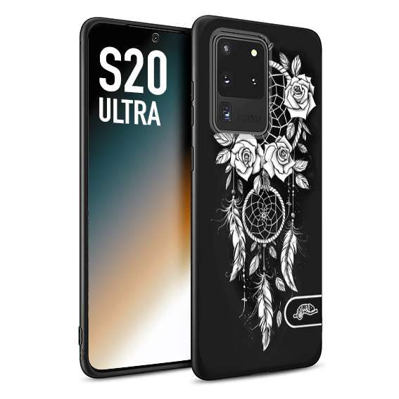 CUSTOMIZZA - Custodia cover nera morbida in tpu compatibile per Samsung S20 ULTRA acchiappasogni dreamcatcher black and white bianco a rilievo disegnato tattoo tatuaggio