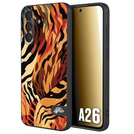 CUSTOMIZZA - Custodia cover nera morbida in tpu compatibile per Samsung A26 leopardato maculato tigrato tiger colorata gialla rossa arancio