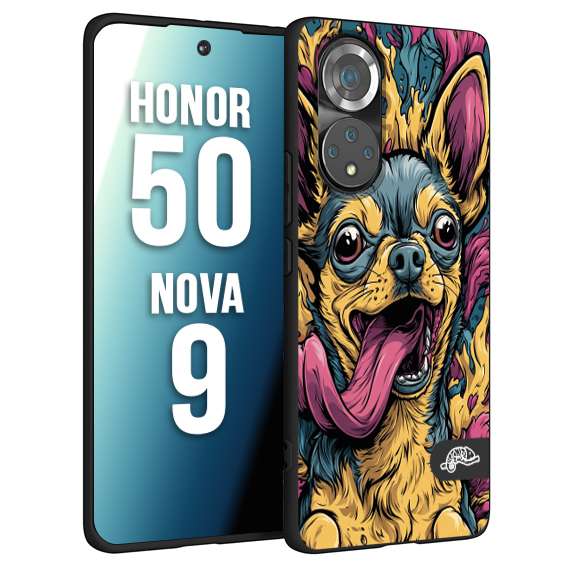 CUSTOMIZZA - Custodia cover nera morbida in tpu compatibile per Huawei Nova 9 - Honor 50 Chihuahua illustrazione cane pop art cane street art cartone animato