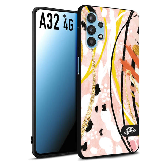 CUSTOMIZZA - Custodia cover nera morbida in tpu compatibile per Samsung A32 4G fiori astratti donna zebrato leopardato fantasia dorata gialla rosa colorata