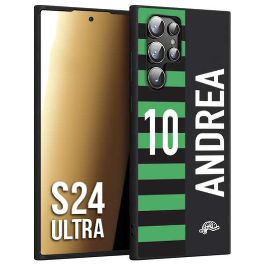 CUSTOMIZZA - Custodia cover nera morbida in tpu compatibile per Samsung S24 ULTRA personalizzata calcio football nome e numero calciatori neroverde