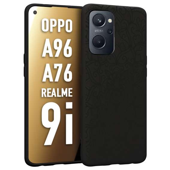 CUSTOMIZZA - Custodia cover nera morbida in tpu compatibile per Oppo Realme 9i - A96 - A76 mandala nero fiore vedo non vedo donna