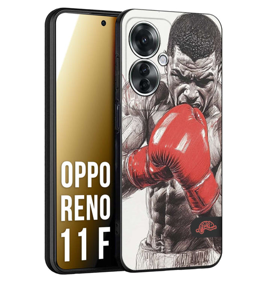 CUSTOMIZZA - Custodia cover nera morbida in tpu compatibile per Oppo Reno 11 F 5G pugilato pugili disegno tattoo guantoni box pesi massimi gancio