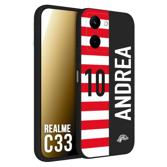 CUSTOMIZZA - Custodia cover nera morbida in tpu compatibile per Oppo Realme C33 personalizzata calcio football nome e numero calciatori bianco rossa