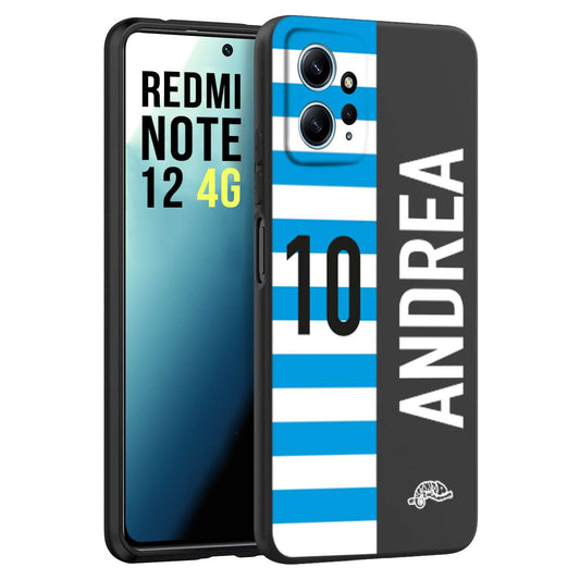 CUSTOMIZZA - Custodia cover nera morbida in tpu compatibile per Xiaomi Redmi Note 12 4G personalizzata calcio football nome e numero calciatori biancazzurri