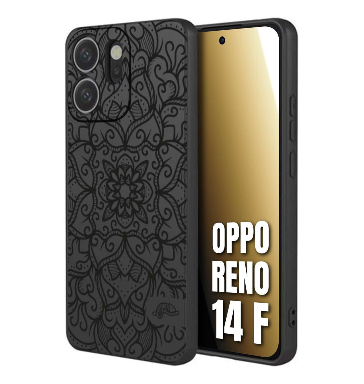 CUSTOMIZZA - Custodia cover nera morbida in tpu compatibile per Oppo Reno 14 F mandala nero fiore vedo non vedo donna